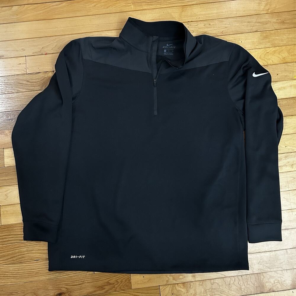 Nike Dri-FIT Men’s XL Black 1/4 Zip Mock Neck Long Sleeve Golf Pullover